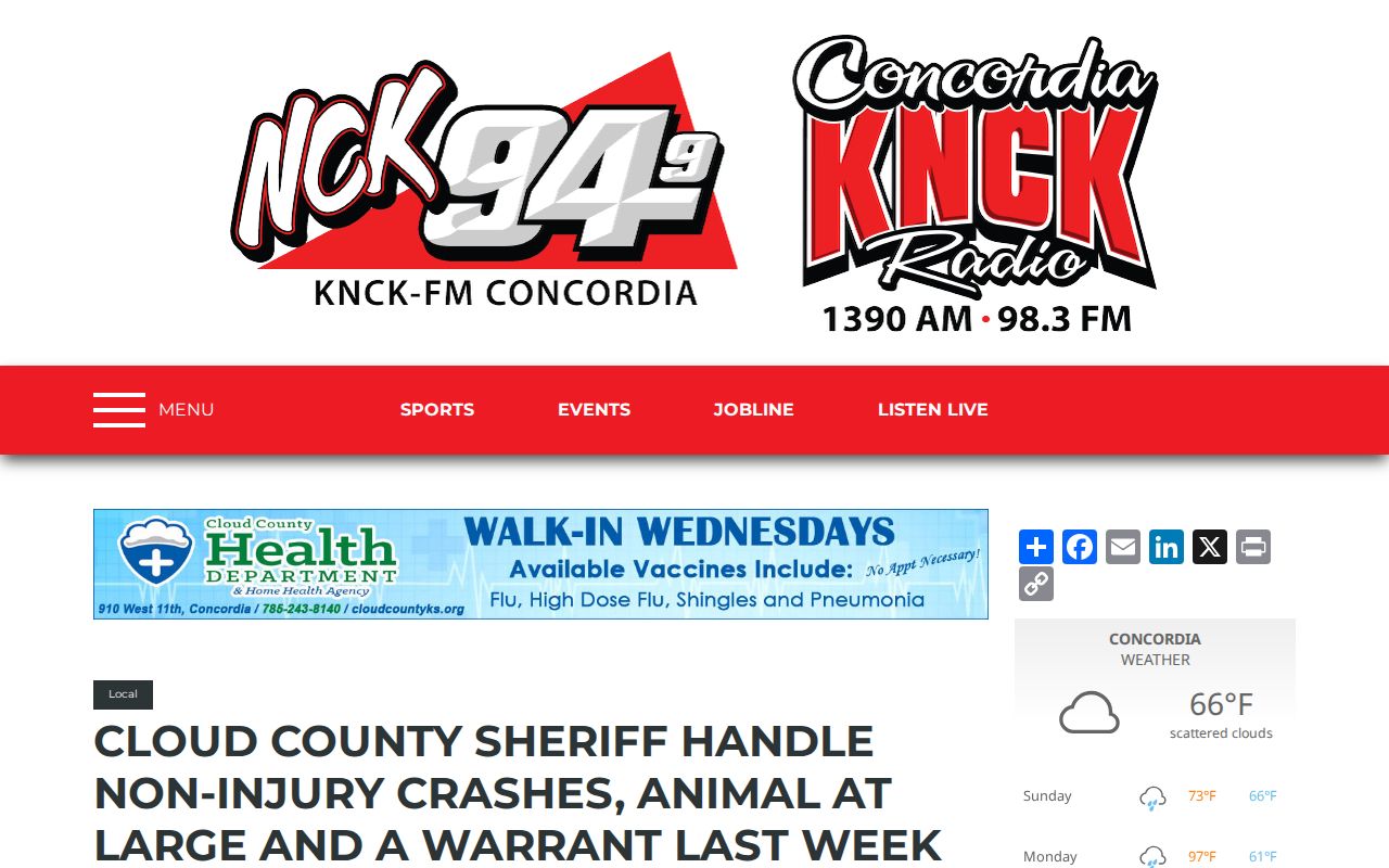 Cloud County sheriff weekly arrest and incident news record