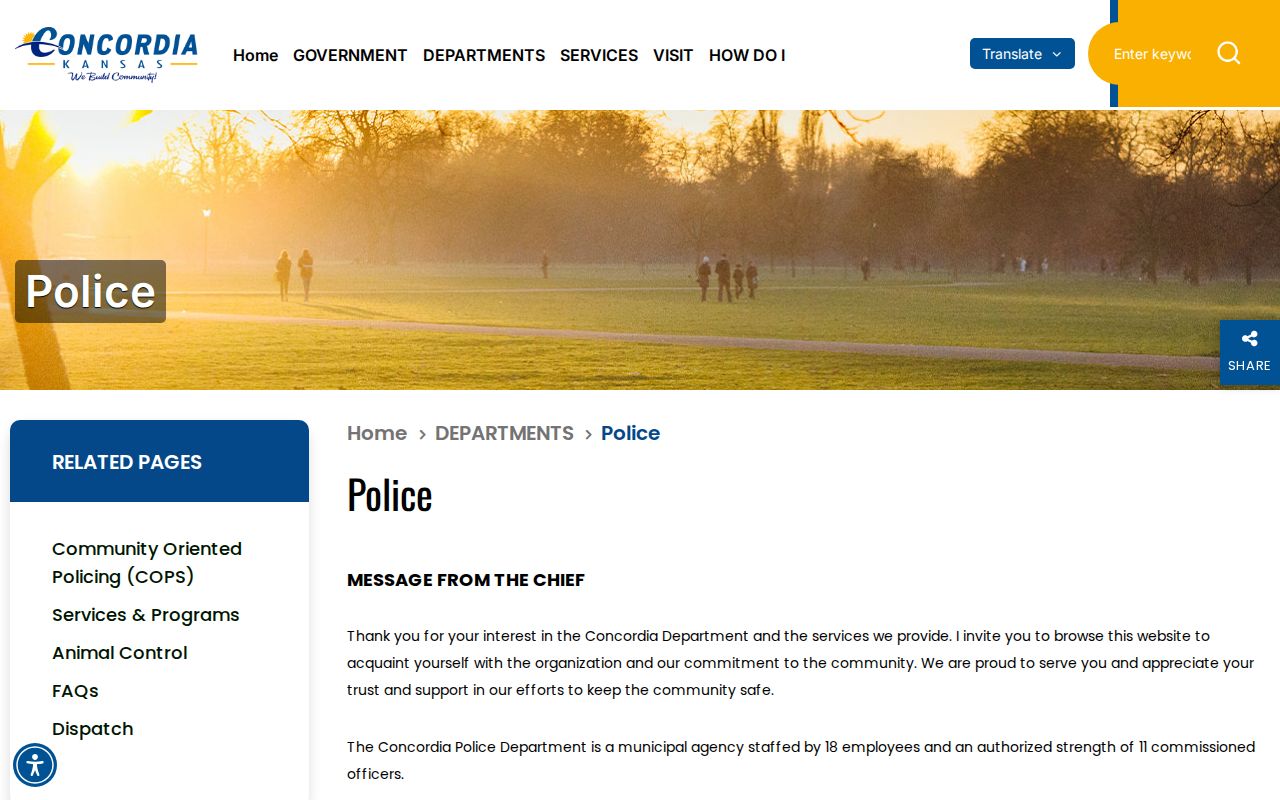 Official Concordia Police Department webpage